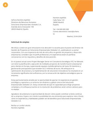 Ejemplo de carta de presentación para Creativo