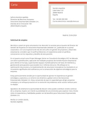 Ejemplo de carta de presentación para Estilo