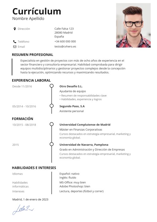 Ejemplo para CV with timeline