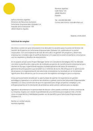 Ejemplo de carta de presentación para Moderno y dinámico