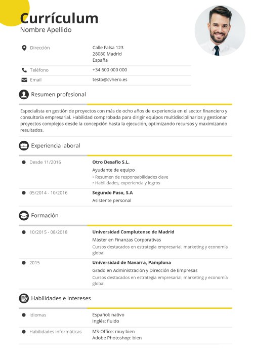 Ejemplo para CV modern and dynamic