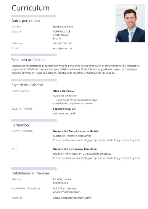 Ejemplo para Minimalist CV