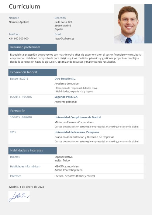 Ejemplo para Solicitud de empleo en línea